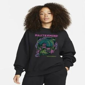 Ladies Black Oversized Streetwear Graphic Jumper