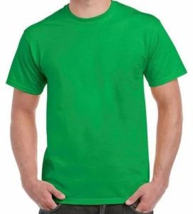 Mens Green Daily Wear Round Neck T-Shirt