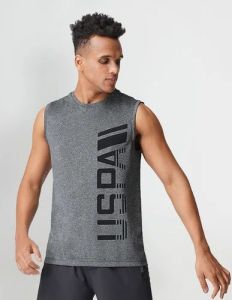 Mens Grey Coton Sleeveless T-shirt
