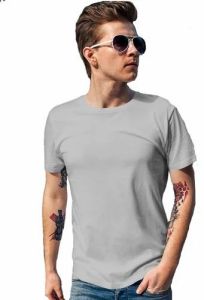 Mens Grey Melange Round Neck T-Shirt