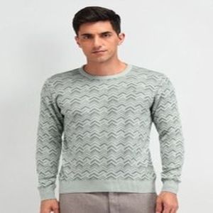 Mens Light Chevron Knit Crew Sweater