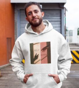 Mens Light Grey Dual Panel Graphic Hoodie