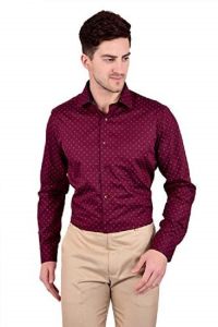 Mens Maroon Printed Resort Wear Shirt