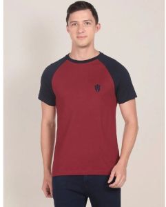 Mens Round Neck Maroon T-Shirt