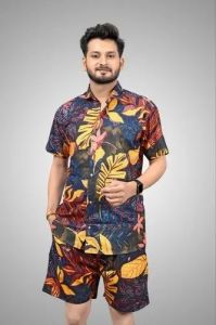 Mens Tropical Leaf Print Co-Ord Set