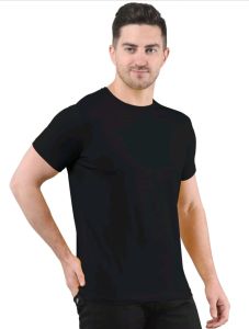 Mens Black Bio Washed Round Neck T-Shirts