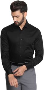 Cotton Mens Black Formal Shirts, Sleeve Style : Full Sleeve 38-46