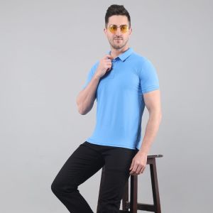 Mens Sky Blue Sap Matty Dri Fit Polo T-Shirts