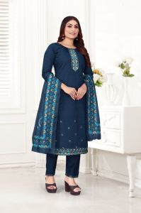 Navy Blue Pure Cotton Embroidered Ladies Kurta Set