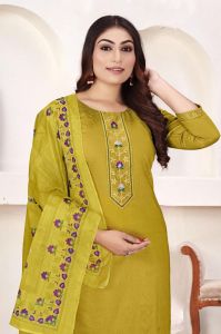 Mustard Gold Pure Gadhwal Embroidered Ladies Kurta Set