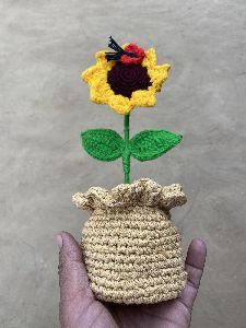 Acrylic Crochet Flowers Pot