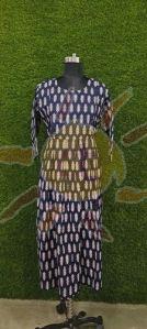 Ladies Black Cotton Printed Anarkali Kurti, Size : All Sizes