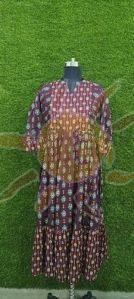 Ladies Maroon Printed Anarkali Kurti, Size : All Sizes