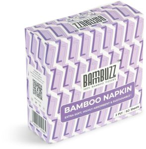 Bammbuzz Lilac Bamboo Napkin, Color : White 30*30 Cm
