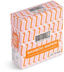 Bammbuzz Tangerine Bamboo Napkin, Color : White 30*30 Cm