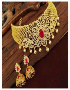 American Diamond Golden Wedding Necklace Set