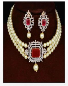 Rose Gold Designer Choker Pearl Necklace Set