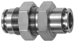 Nickel Plated Brass Polished Push In Bulkhead Union Standard
