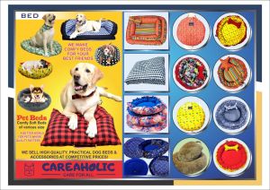 Printed Cotton Dog Bed, Color : Multicolor