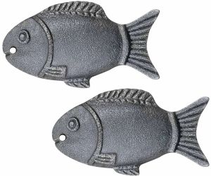 Metal Polished Iron Fish Statue, Color : Grey, Brand Name : Gachwala