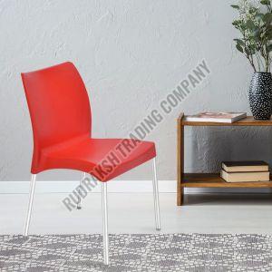 Polished Plain Nilkamal Novella Red Plastic Armless Chair for Cafeteria