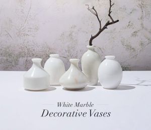 Smooth Finish White Marble Decorative Vases