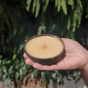 Coconut Shell Creamy Diya, Brand Name : Cococraze for Decoration Use