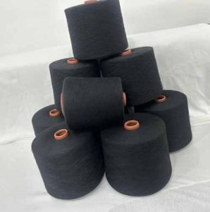 Recycled Open End Dyed Cotton Yarn, Color : Black for Knitting