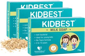 Healthbest Kids Anti-bacterial Milk Soap, Color : White