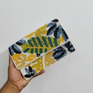 Leaf Embroidered Hand Purse