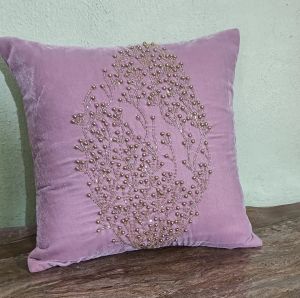 Purple Embroidered Pillow Cover