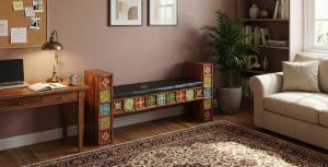 Sheesham Wood Brass Fitted Diwan