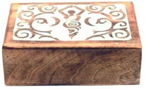 Handcrafted Sheesham Wood Floral Carved Hexagon Case