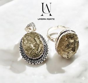 Pyrite Stone Ring Party Wear, Wedding Wear