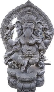 Polished Black Stone Ganesh Statue