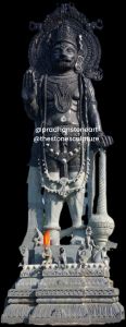 Polished Hanuman Black Stone Statue