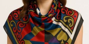 Ladies Premium Printed Silk Feel Scarf, Color : Multicolor