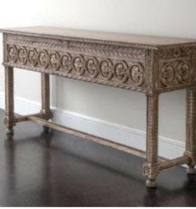 Hand Carved Wooden Console Table for Living Room, Hallway, Entryway