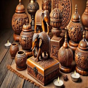 Hand Carved Wooden Decor Set for Living Room, Office, Hotel Décor