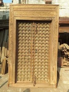 Hand Carved Wooden Door for Interior Entry, Wall Panel
