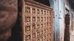 Hand Painted Wooden Storage Cabinet