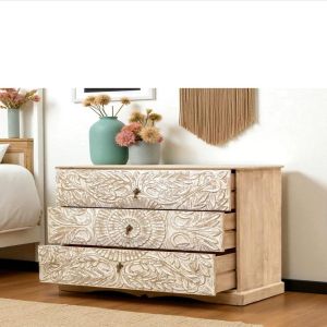 Jodhpuri Carved Wooden Chest Drawer
