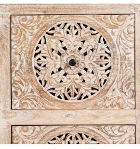 Mandala Carved Wooden Door for Wall Panel, Furniture Front