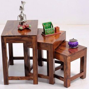 Solid Wood Nesting Tables Set, Shape : Square