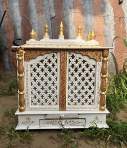 Traditional Painted Wooden Temple for Pooja Room