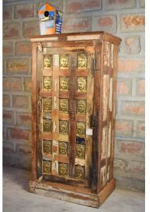 Wooden Buddha Panel Storage Cabinet