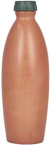 Terracotta Clay Water Bottle, Shape : Round