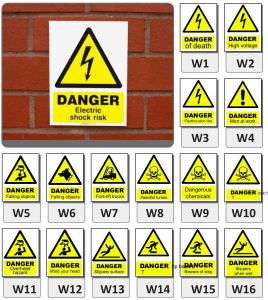 Vinyl Danger Signage, Color : Yellow, Size Available : Standard
