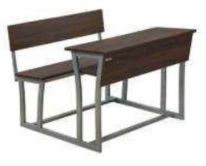 Plain Metal & Wood Double Seater Desk Modern for School