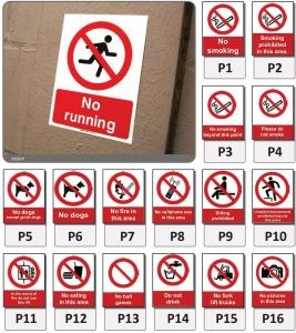 Printed Prohibition Signage, Color : Red White for Indoor Outdoor